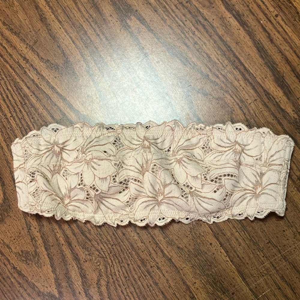 Aerie 34A strapless lace underwire bra in nude NWOT
